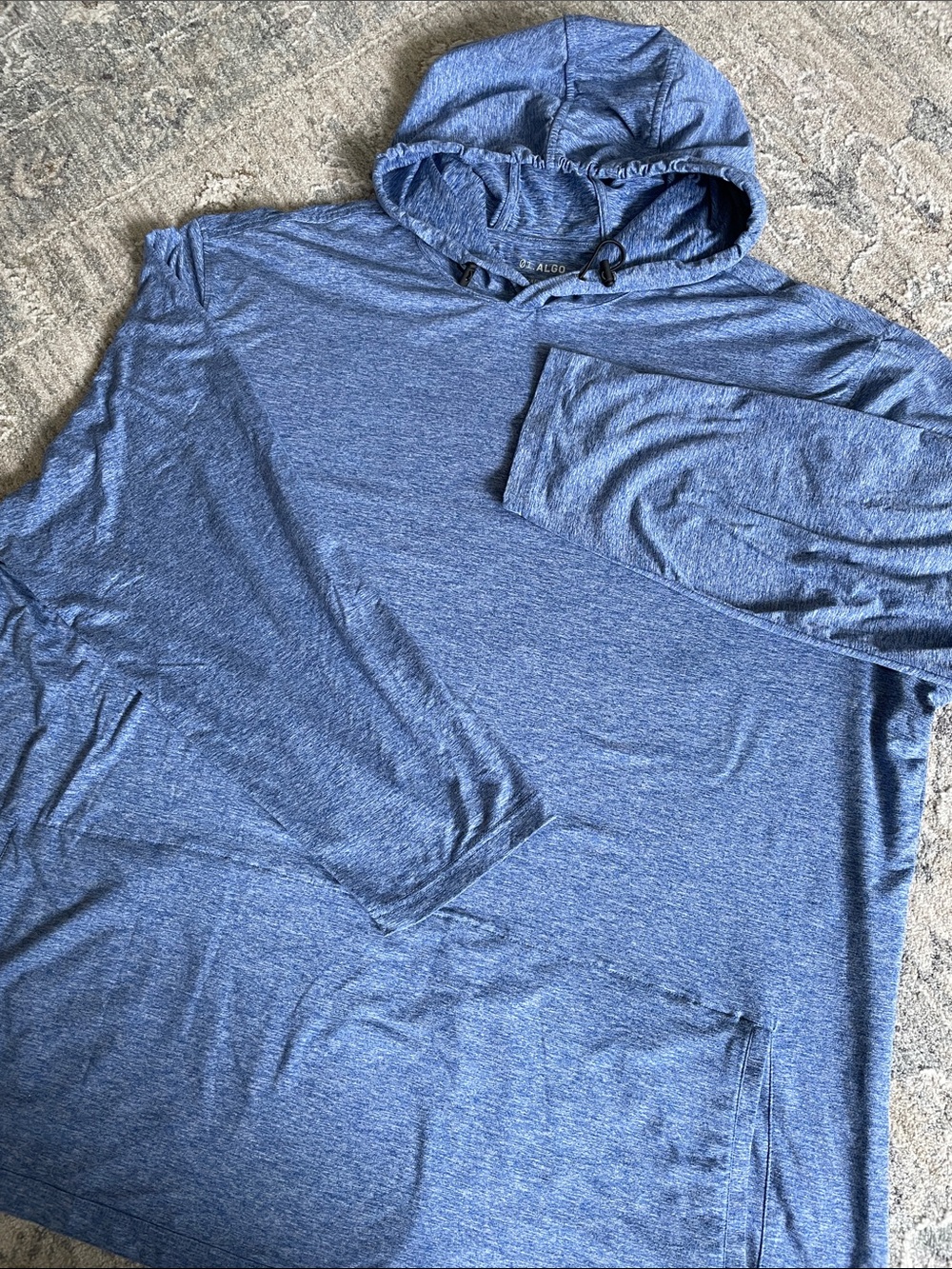 01.Algo Performance hoodie w hand warmer pouch heathered blue size 3x